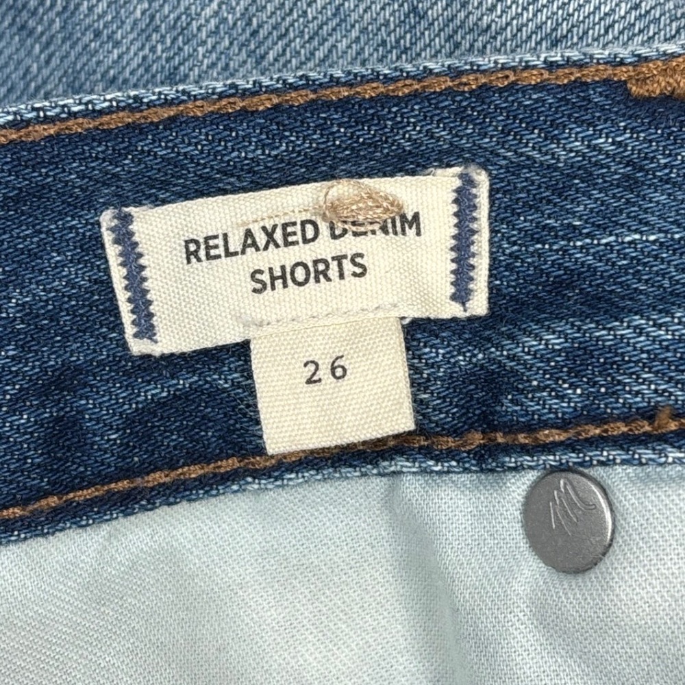 Madewell Relaxed Denim Shorts Womens Size 26 Blue Wash Distressed Raw Hem - Picture 6 of 13